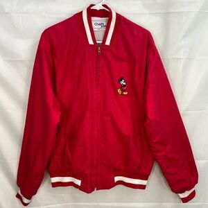 Vintage rare‎ adult Mickey Mouse embroidered fleece lined bomber jacket full zip